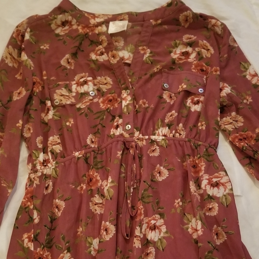 Burgundy Floral Maternity Top